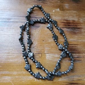 Celestial Stars Barro Negro Mexican Black Clay Beaded Necklace Oaxaca Mexico